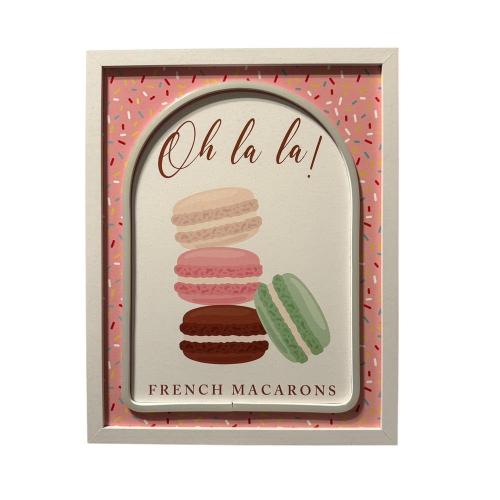 NEW ~ LED Light Up Sign ~ Oh la La! French Macarons Picture With‎ USB Cord Decor